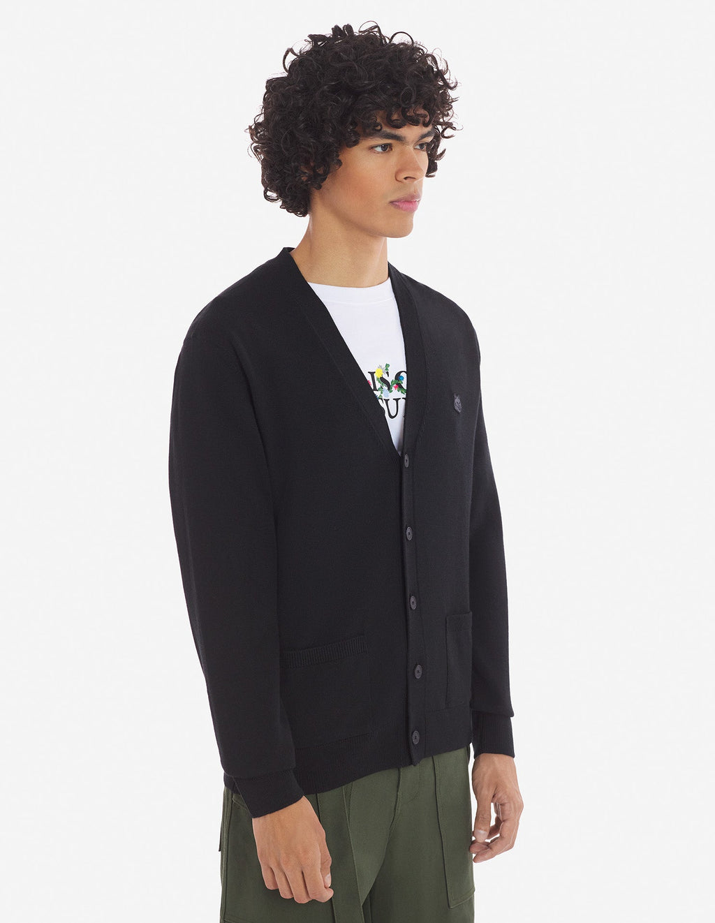 Bold Fox Head Patch Regular Cardigan Black