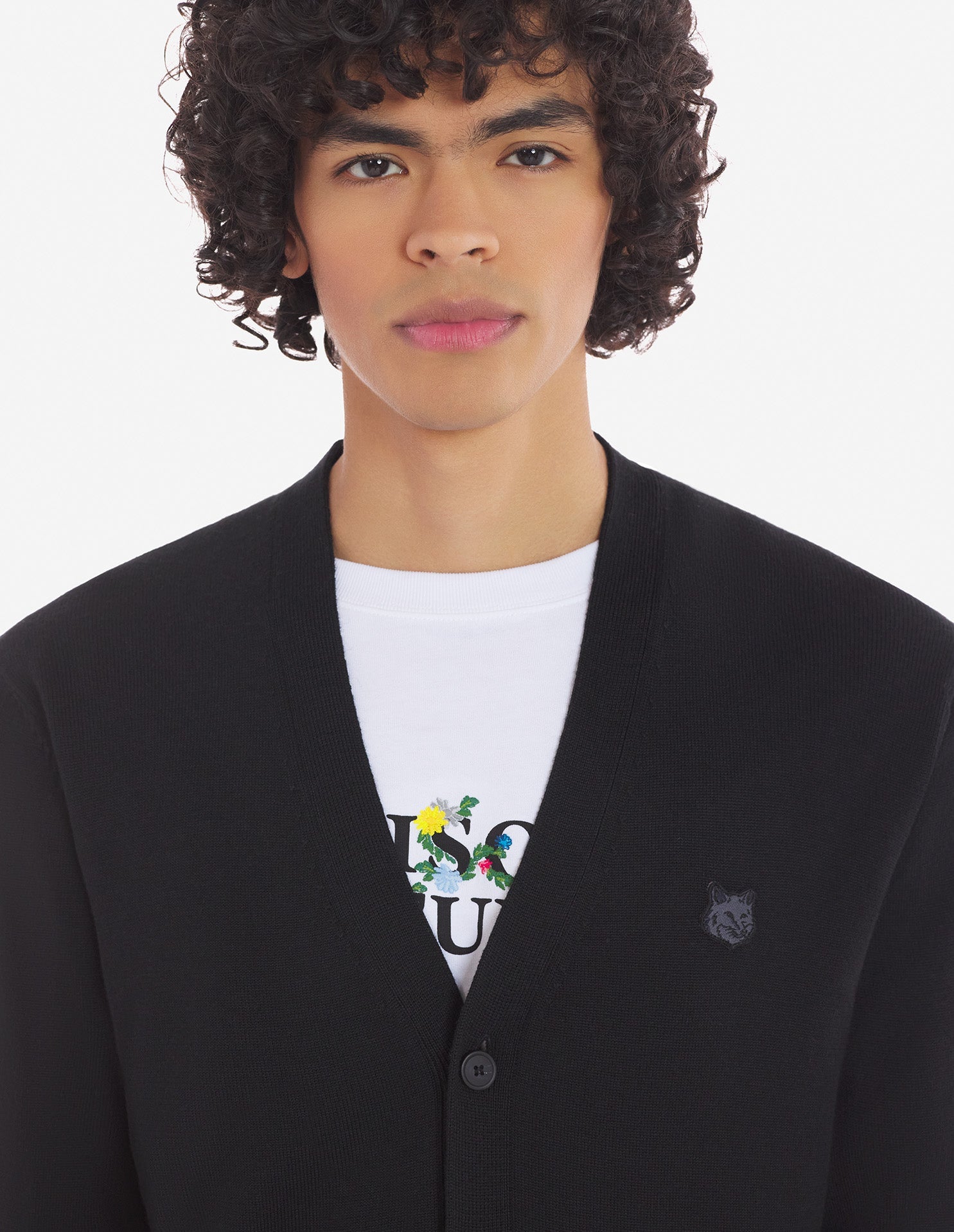 Bold Fox Head Patch Regular Cardigan Black