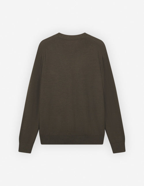 Bold Fox Head Patch Regular Cardigan Khaki