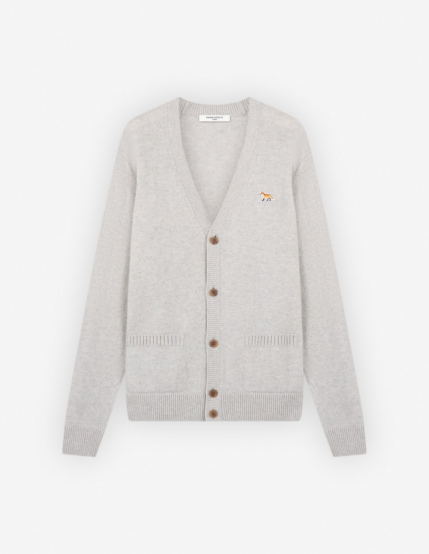Baby Fox Patch Regular Cardigan Light Grey Melange