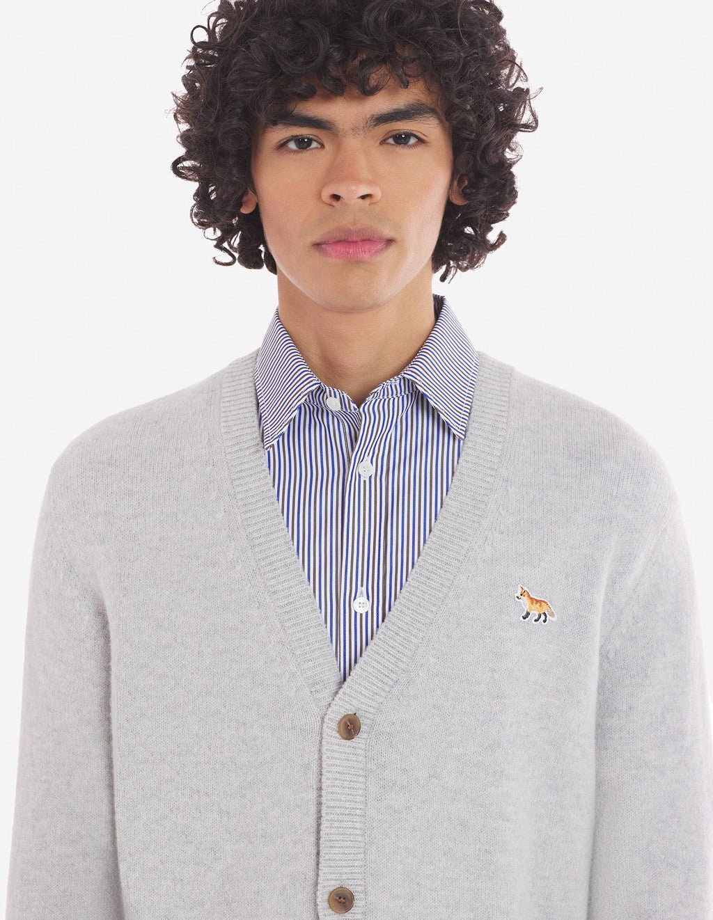 Baby Fox Patch Regular Cardigan Light Grey Melange