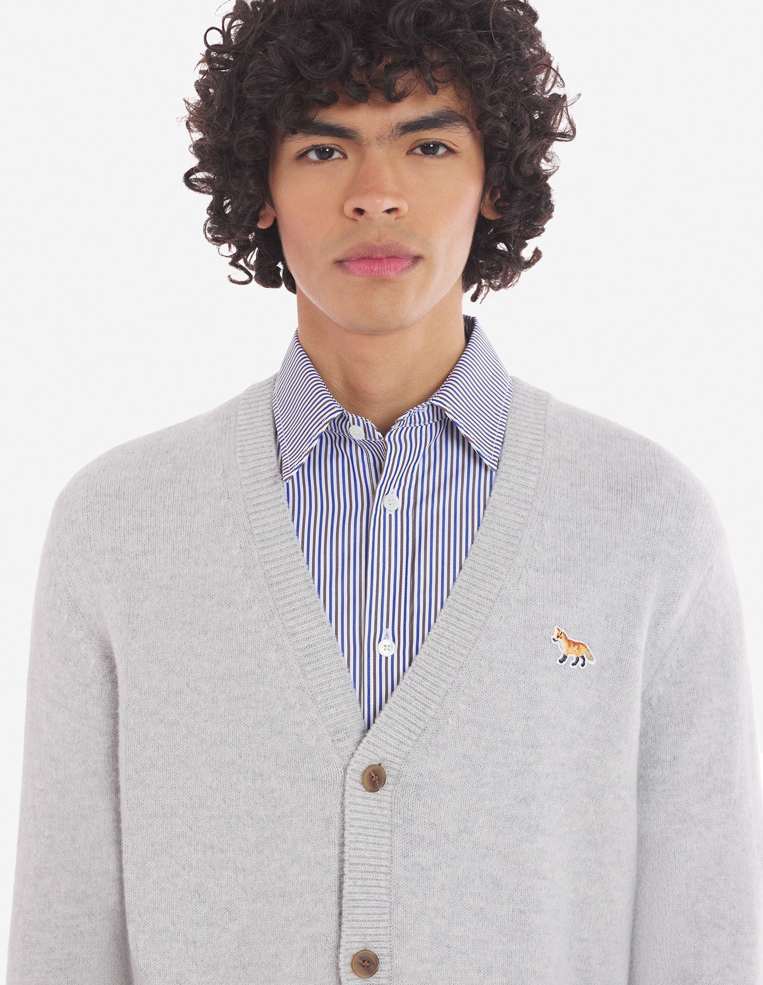Baby Fox Patch Regular Cardigan Light Grey Melange