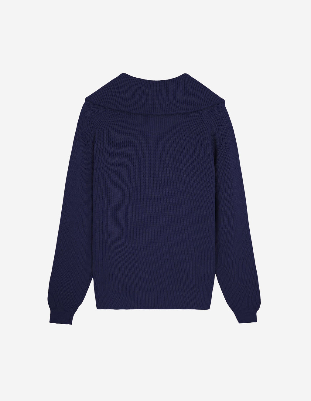 Men's Bold Fox Head Patch Half Zip Ribbed Jumper Paper Ink Blue