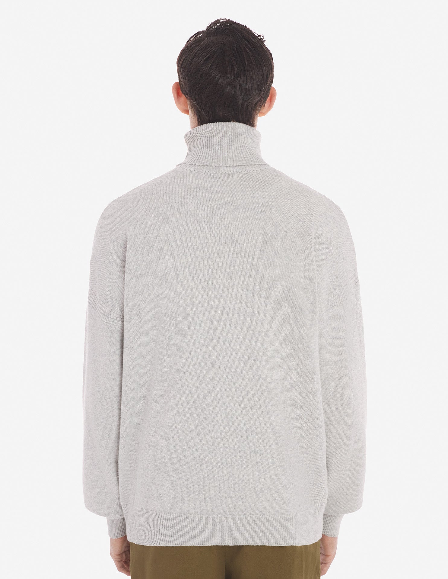 Fox Head Intarsia Comfort High Neck Jumper Light Grey Melange