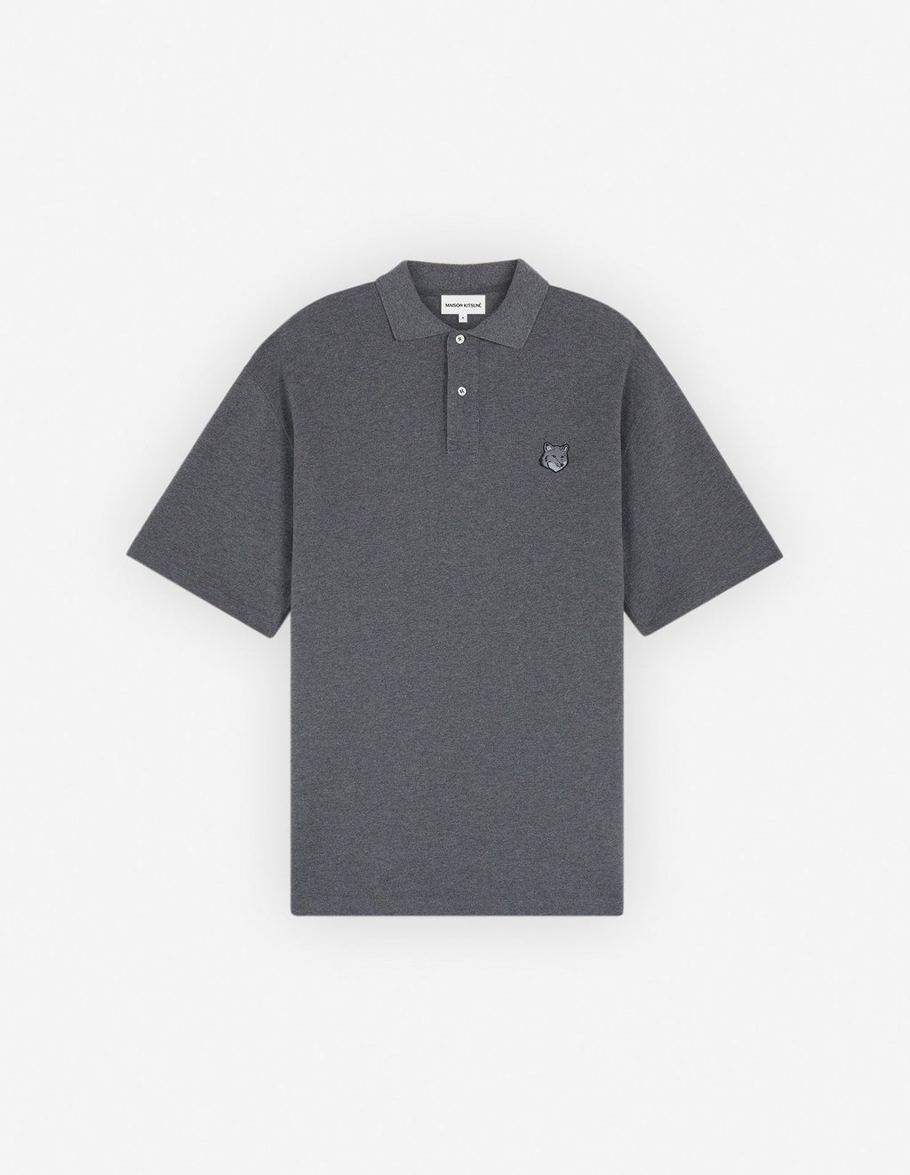 Men's Bold Fox Head Patch Oversize Polo Dark Grey Melange
