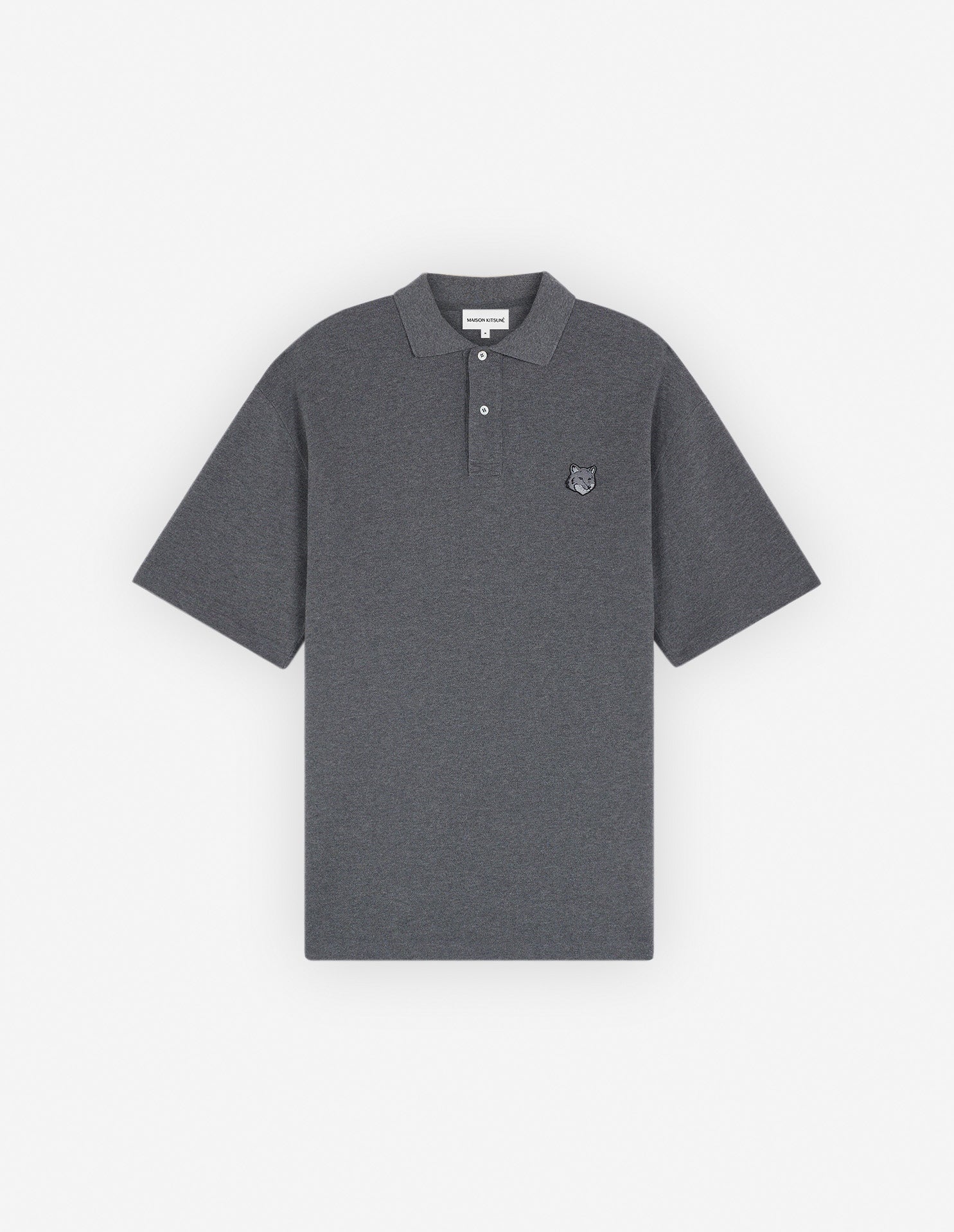 Men's Bold Fox Head Patch Oversize Polo Dark Grey Melange