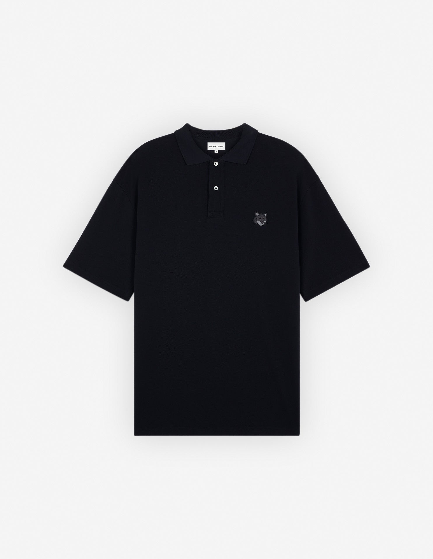 Men's Bold Fox Head Patch Oversize Polo Black