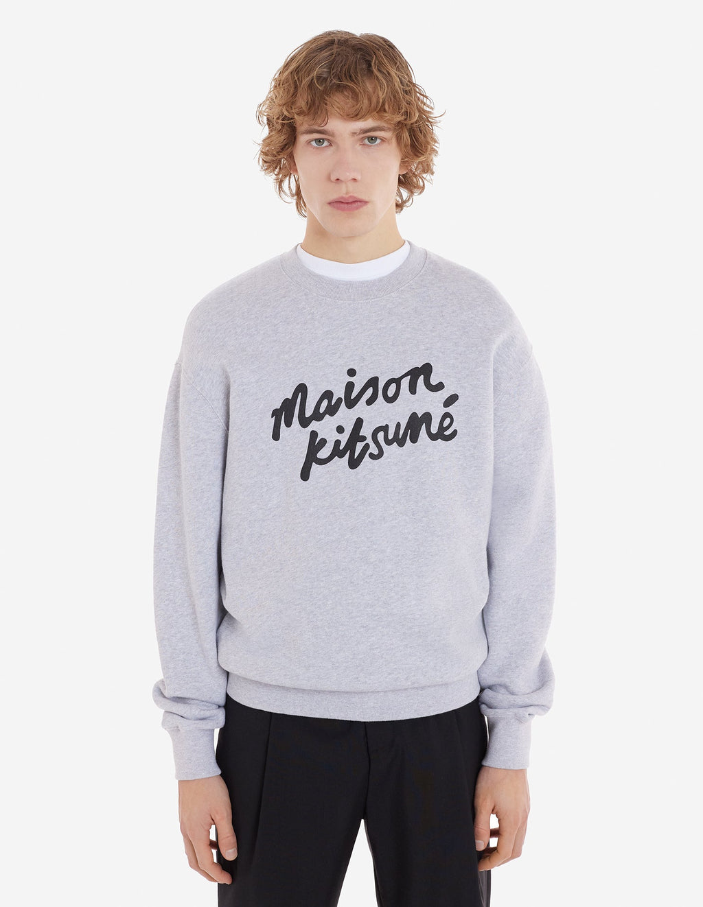 Maison Kitsune Handwriting Comfort Sweatshirt Light Grey Melange