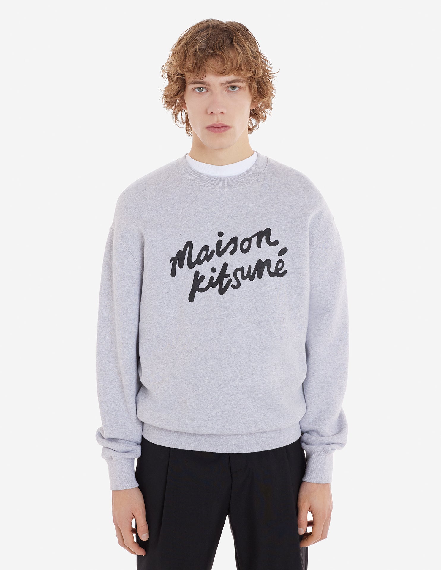 Maison Kitsune Handwriting Comfort Sweatshirt Light Grey Melange