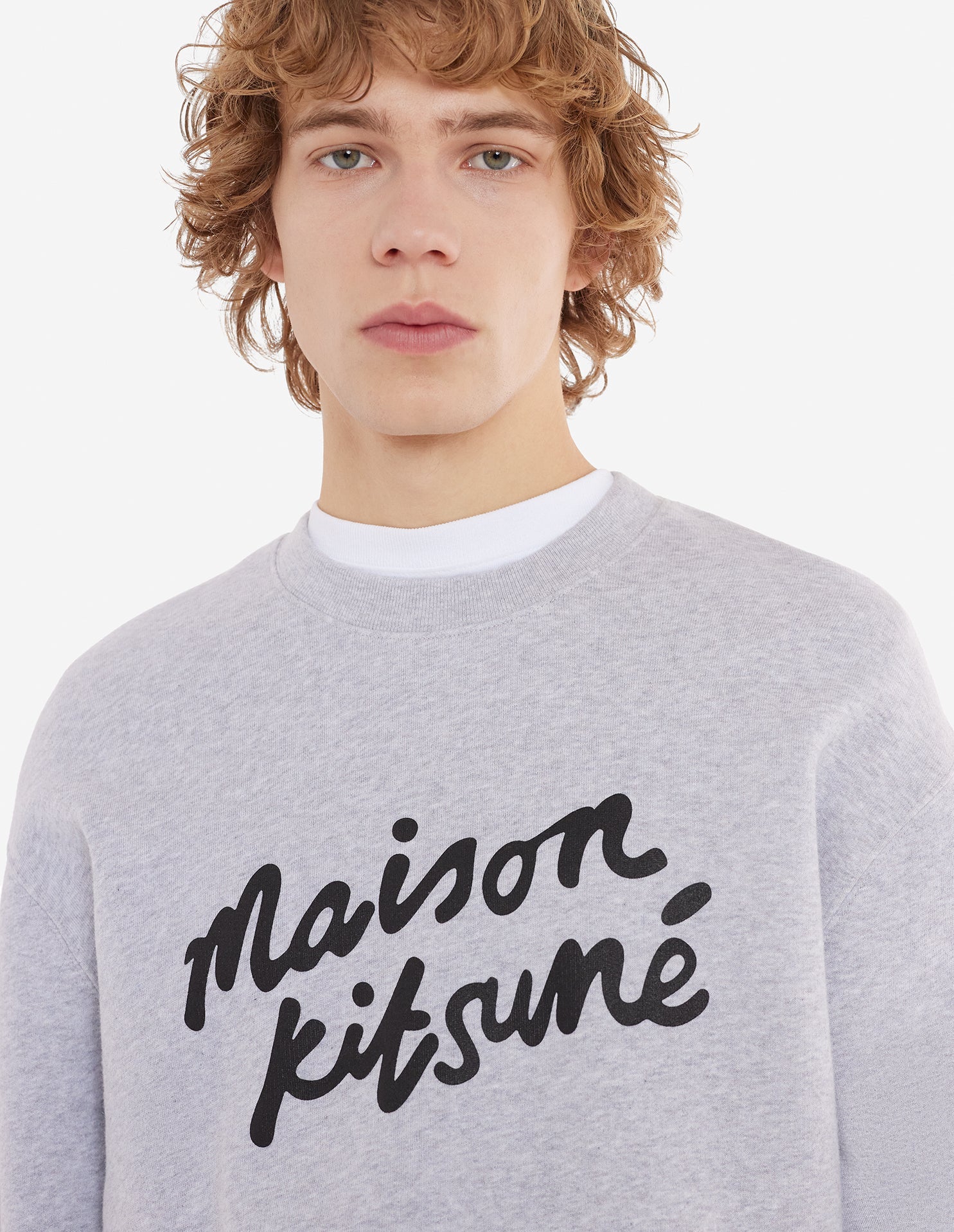 Maison Kitsune Handwriting Comfort Sweatshirt Light Grey Melange