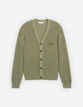 Men's Maison Kitsune Handwriting Comfort Cardigan Khaki Green Melange