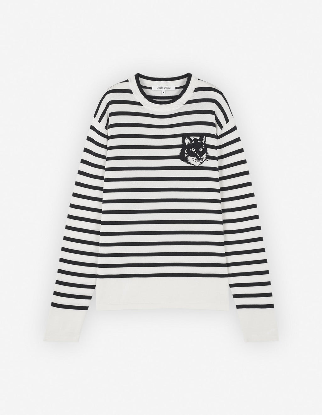 Men's Fox Head Intarsia Comfort Striped Jumper Deep Navy/off-white Stripes