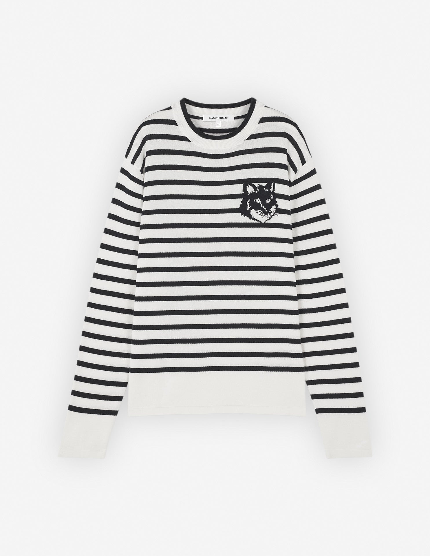 Men's Fox Head Intarsia Comfort Striped Jumper Deep Navy/off-white Stripes