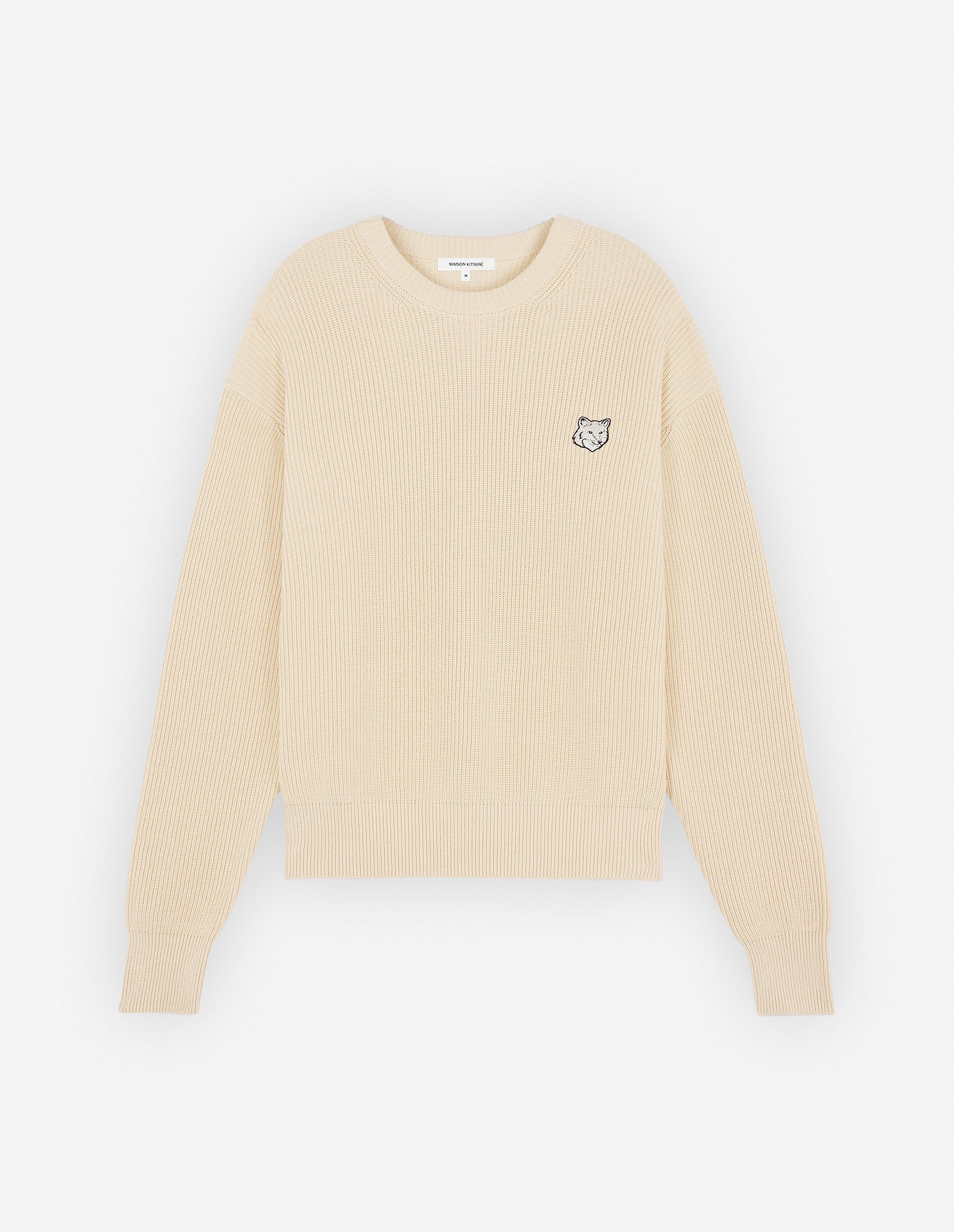 Men's Bold Fox Head Patch Comfort Ribbed Jumper Paper