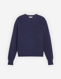 Men's Bold Fox Head Patch Comfort Ribbed Jumper Ink Blue