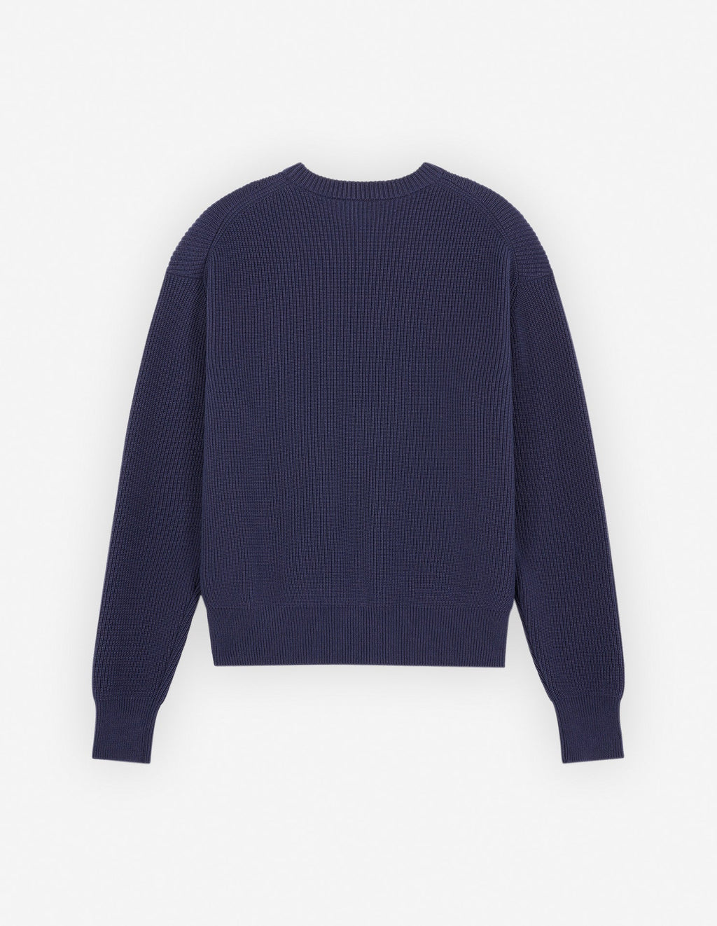 Men's Bold Fox Head Patch Comfort Ribbed Jumper Ink Blue