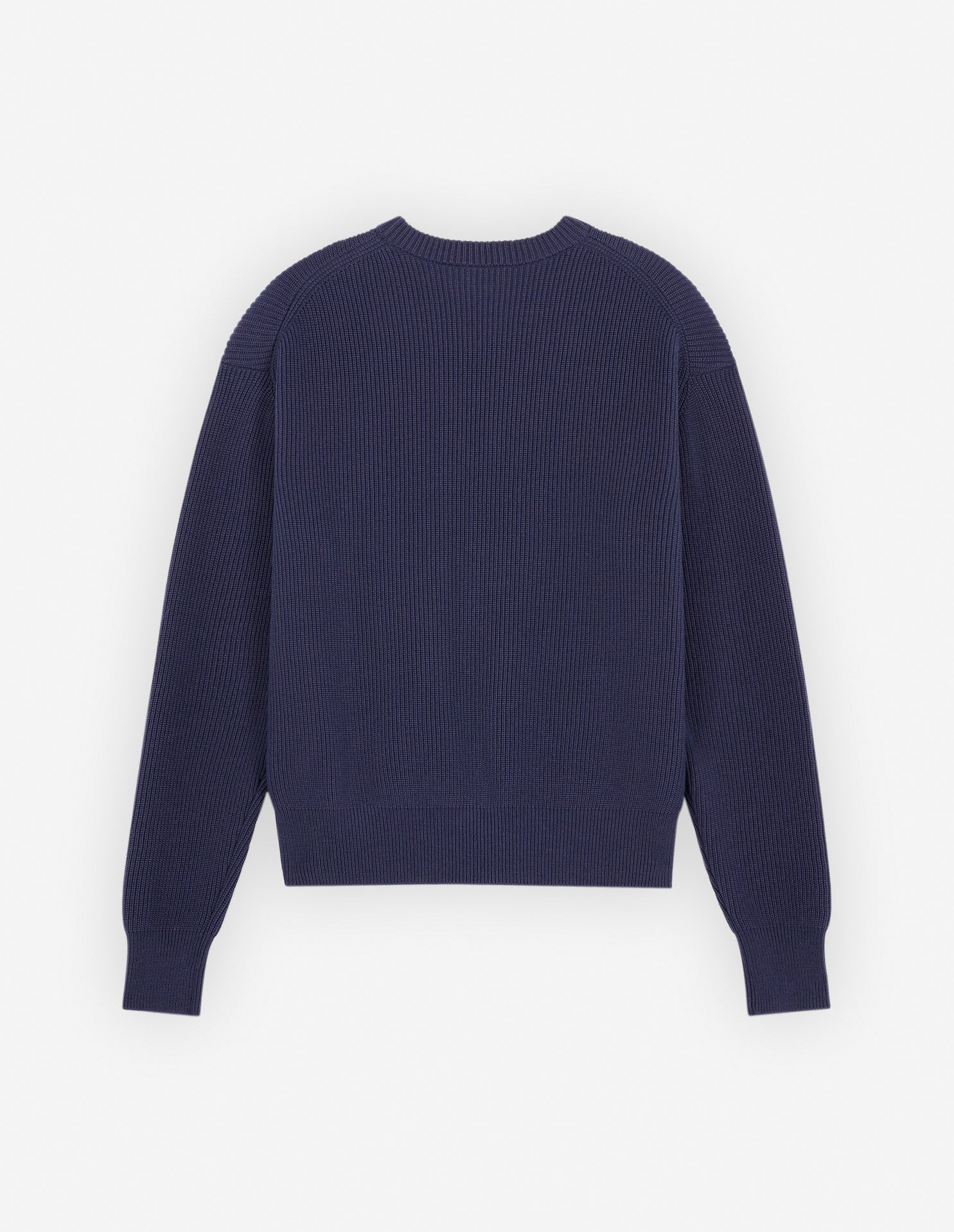 Men's Bold Fox Head Patch Comfort Ribbed Jumper Ink Blue
