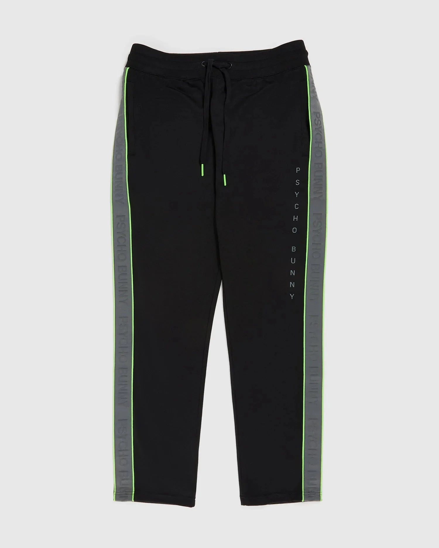 Psycho Bunny Men’s Jones Track Pants – Black with Neon Green Trim