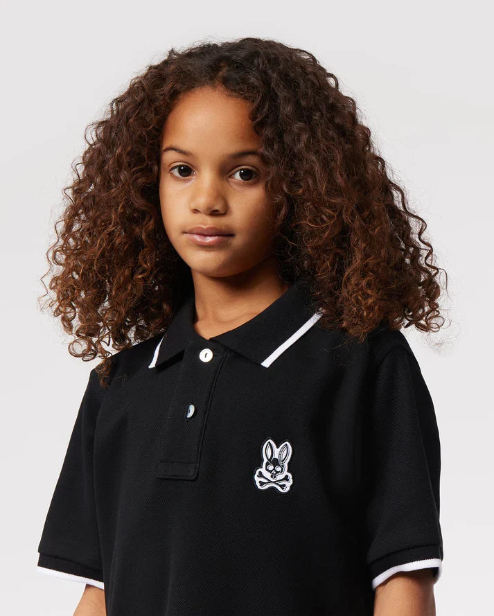 psycho bunny (kids black serge pique fashion polo)