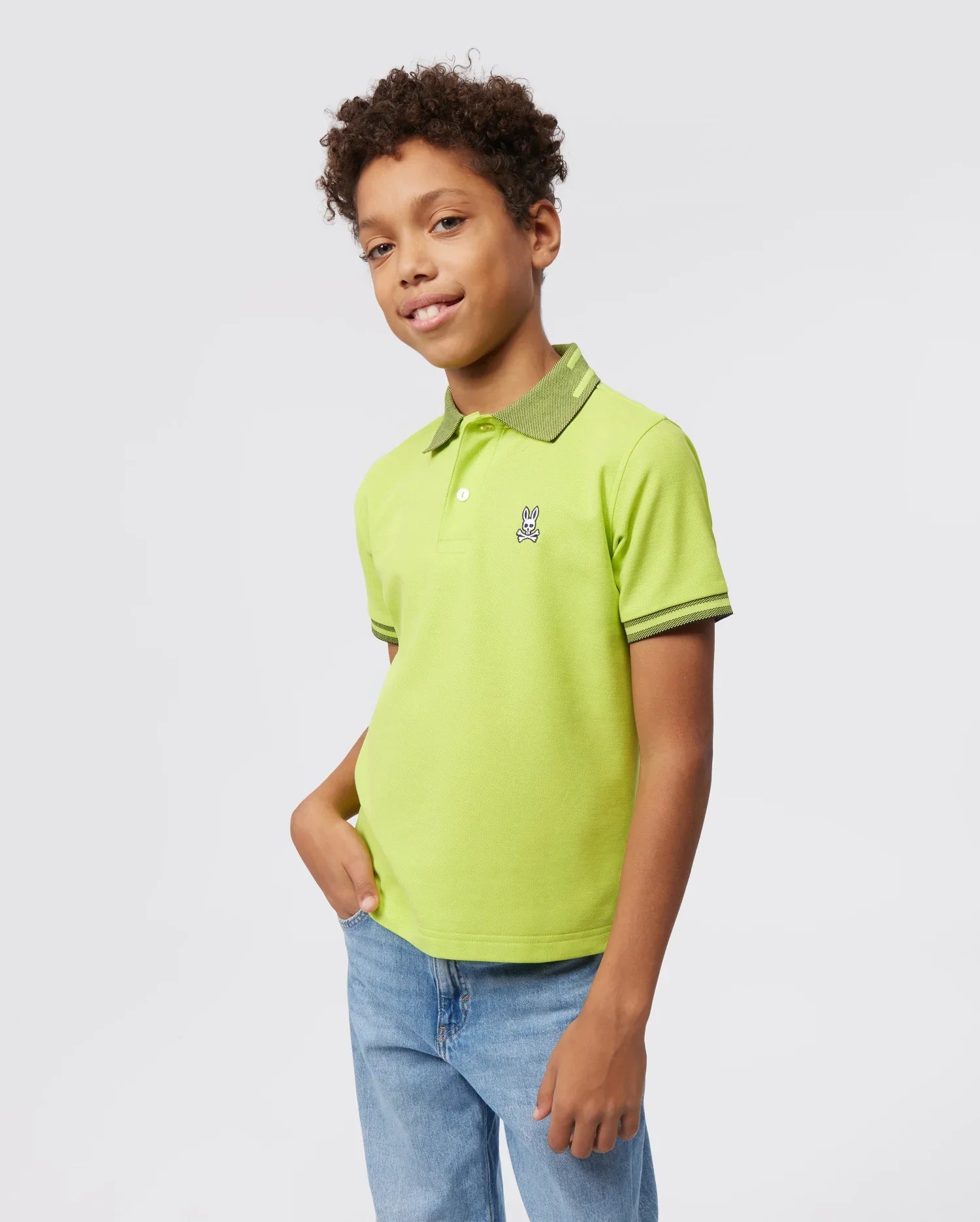 Psycho bunny (kids lime granita strype fashion polo)