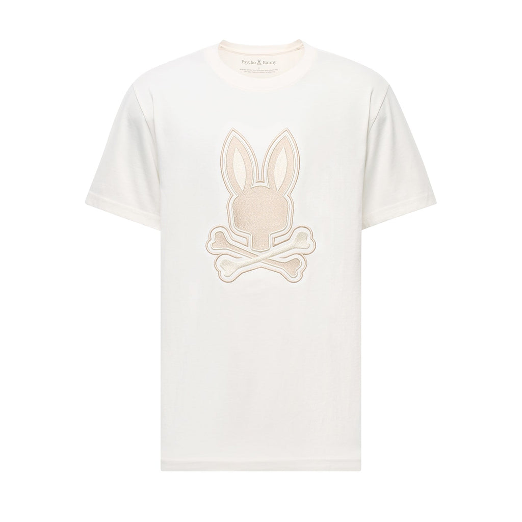 Psycho Bunny Men’s New Castle Embroidered Graphic Tee – Ecru