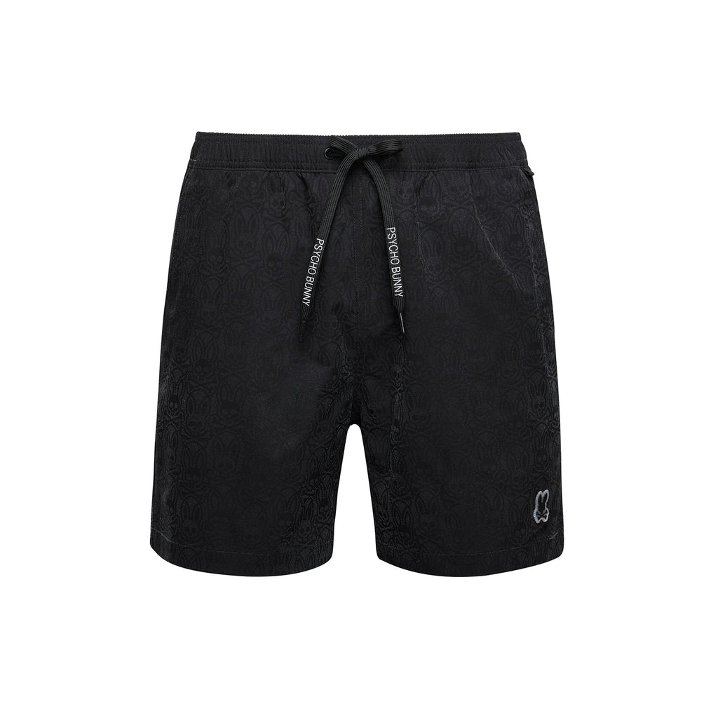 Psycho Bunny Samos Hydrochromic Printed Swim Trunk Shorts Black